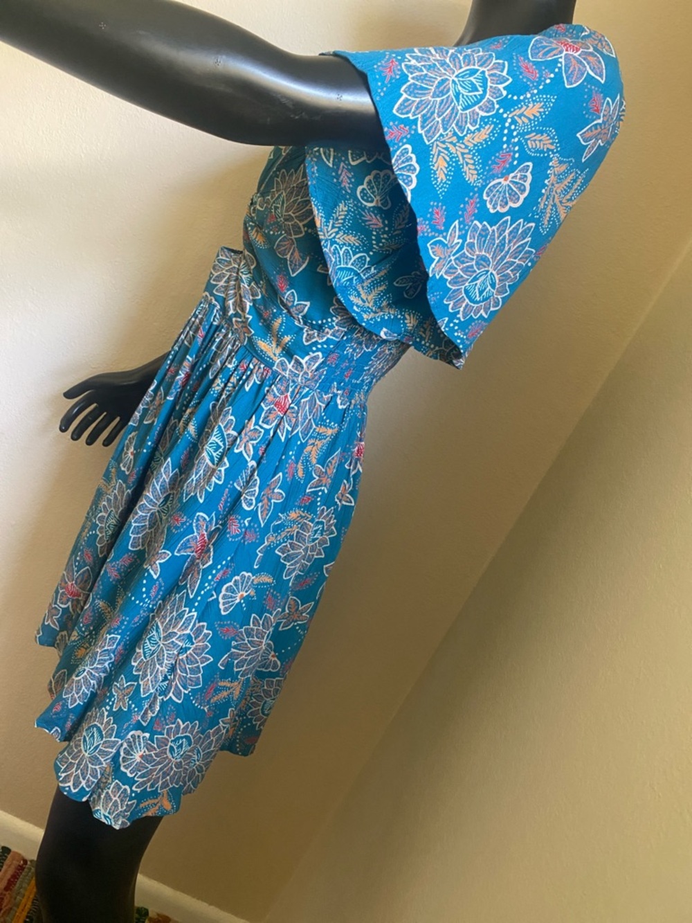 Angie Teal Floral V-Neck Mini Dress - Picture 6 of 10